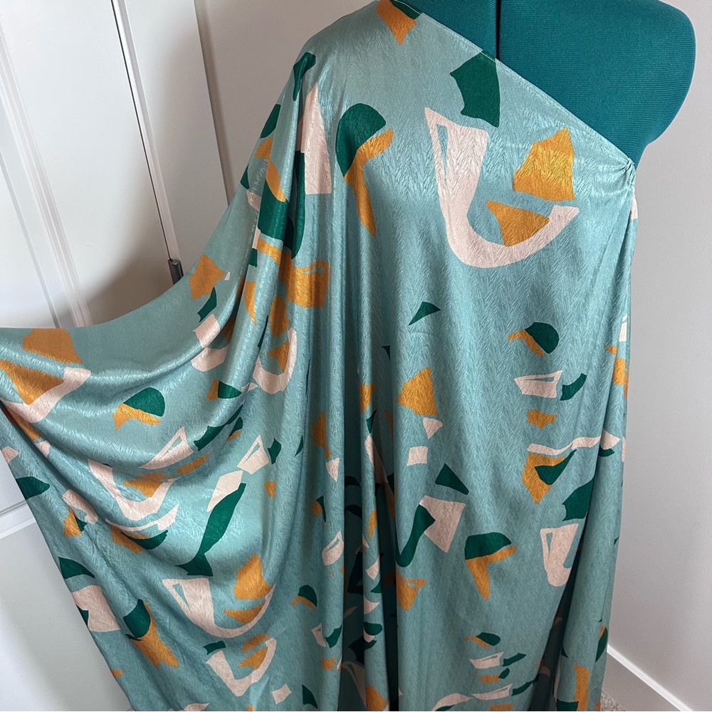 Diarrablu Satu Dress Green and Orange One-Shoulder Asymmetrical Kaftan Size L - Picture 6 of 12